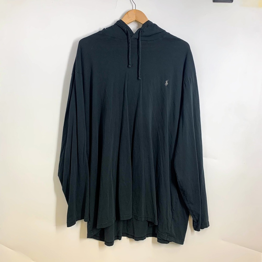 Polo Ralph Lauren Mens Black Long Sleeve Hooded T Shirt Polo Pony Logo Size L